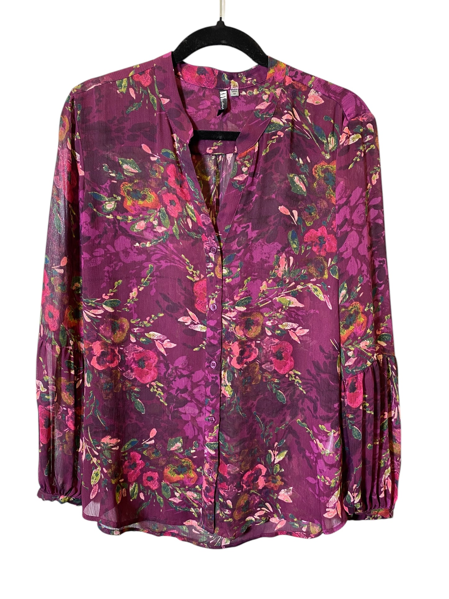 Blouse Long Sleeve By Kut In Floral Print, Size: M