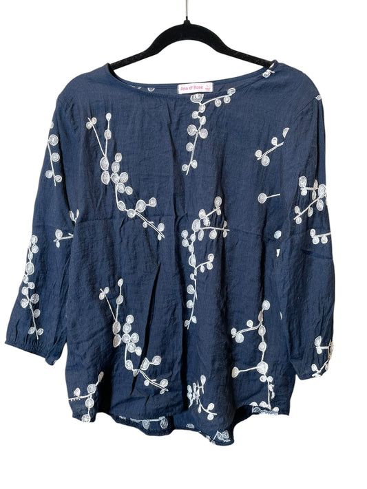 Top Long Sleeve By Cmc In Blue, Size: L