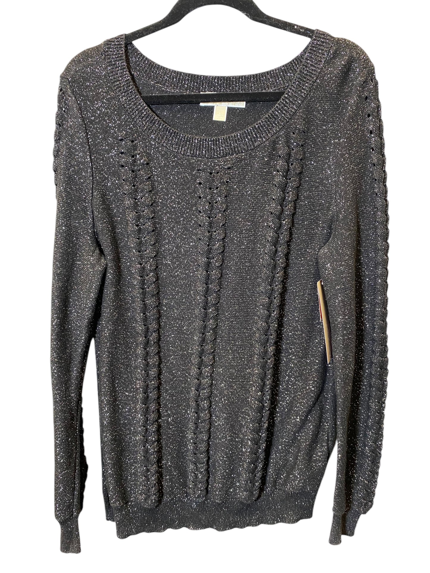 Sweater By Michael By Michael Kors In Black & Silver, Size: L