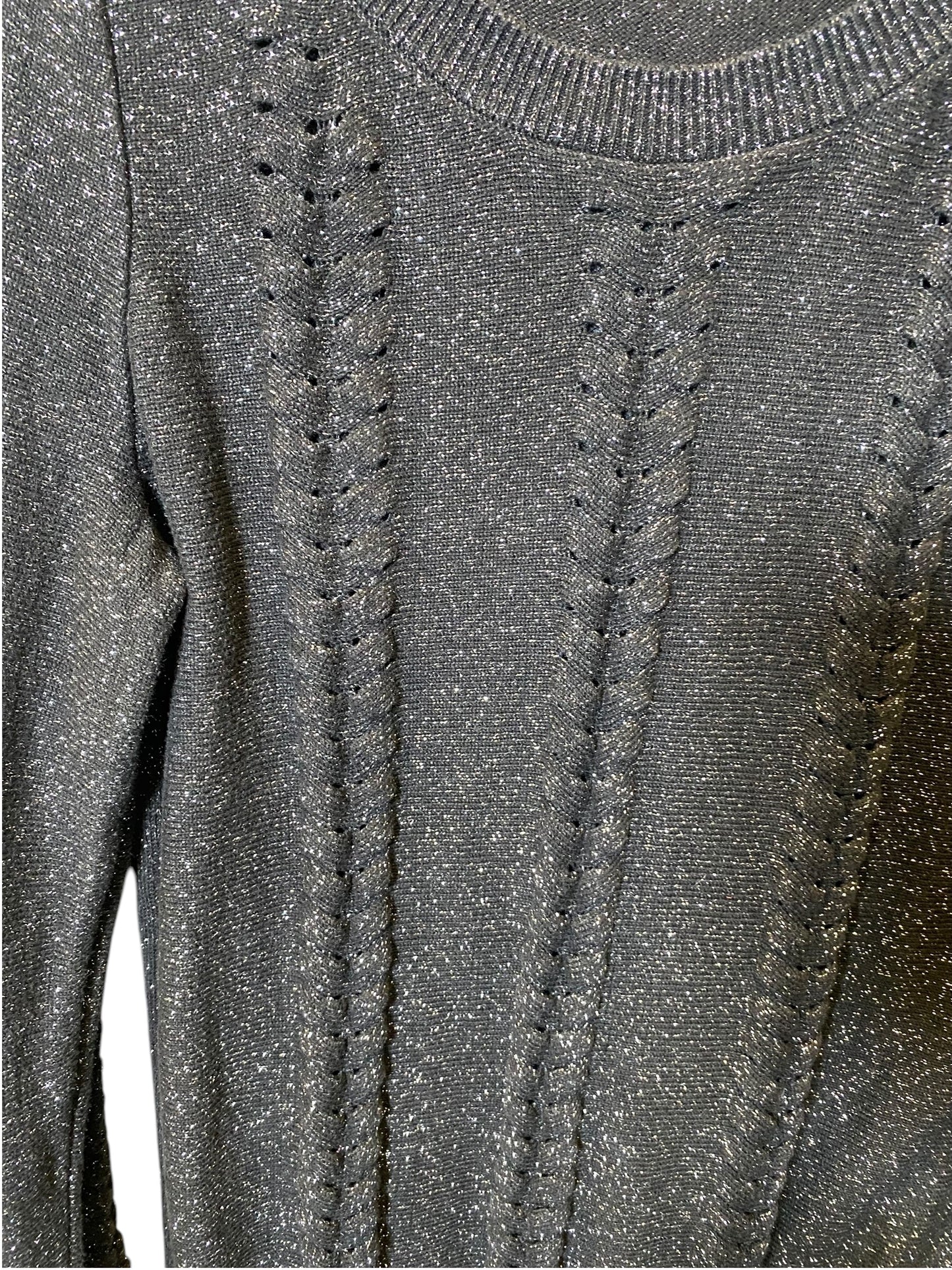 Sweater By Michael By Michael Kors In Black & Silver, Size: L