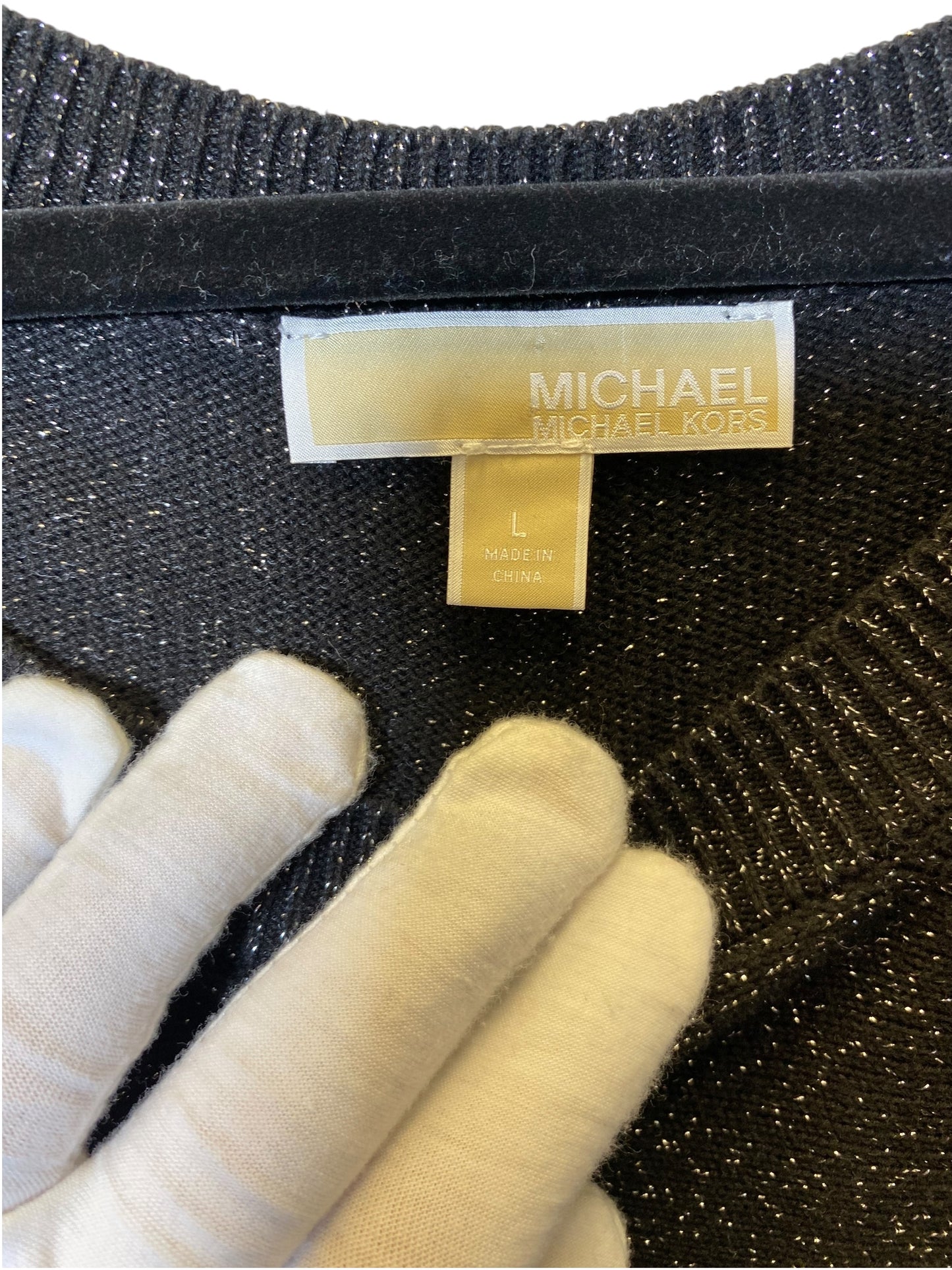 Sweater By Michael By Michael Kors In Black & Silver, Size: L