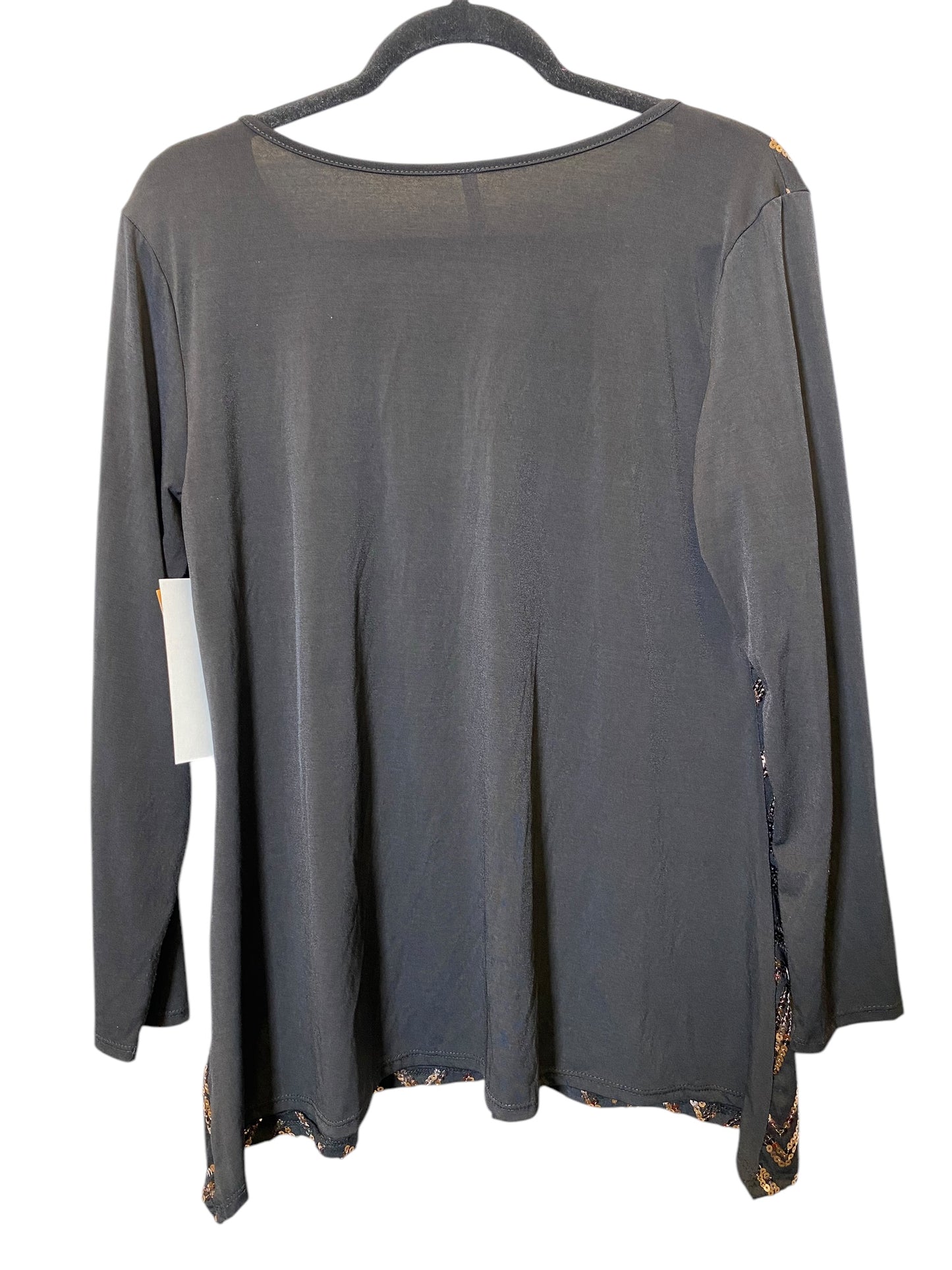 Top Long Sleeve By Cmc In Black & Gold, Size: L