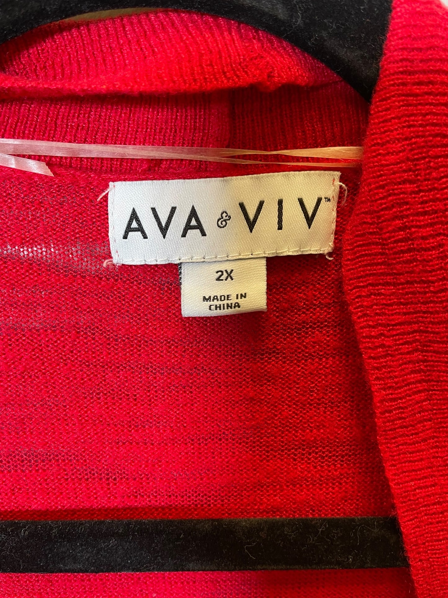 Cardigan By Ava & Viv In Red, Size: 2x