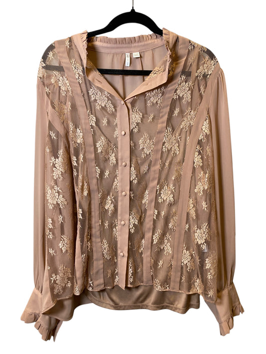 Blouse Long Sleeve By Cato In Peach, Size: 1x