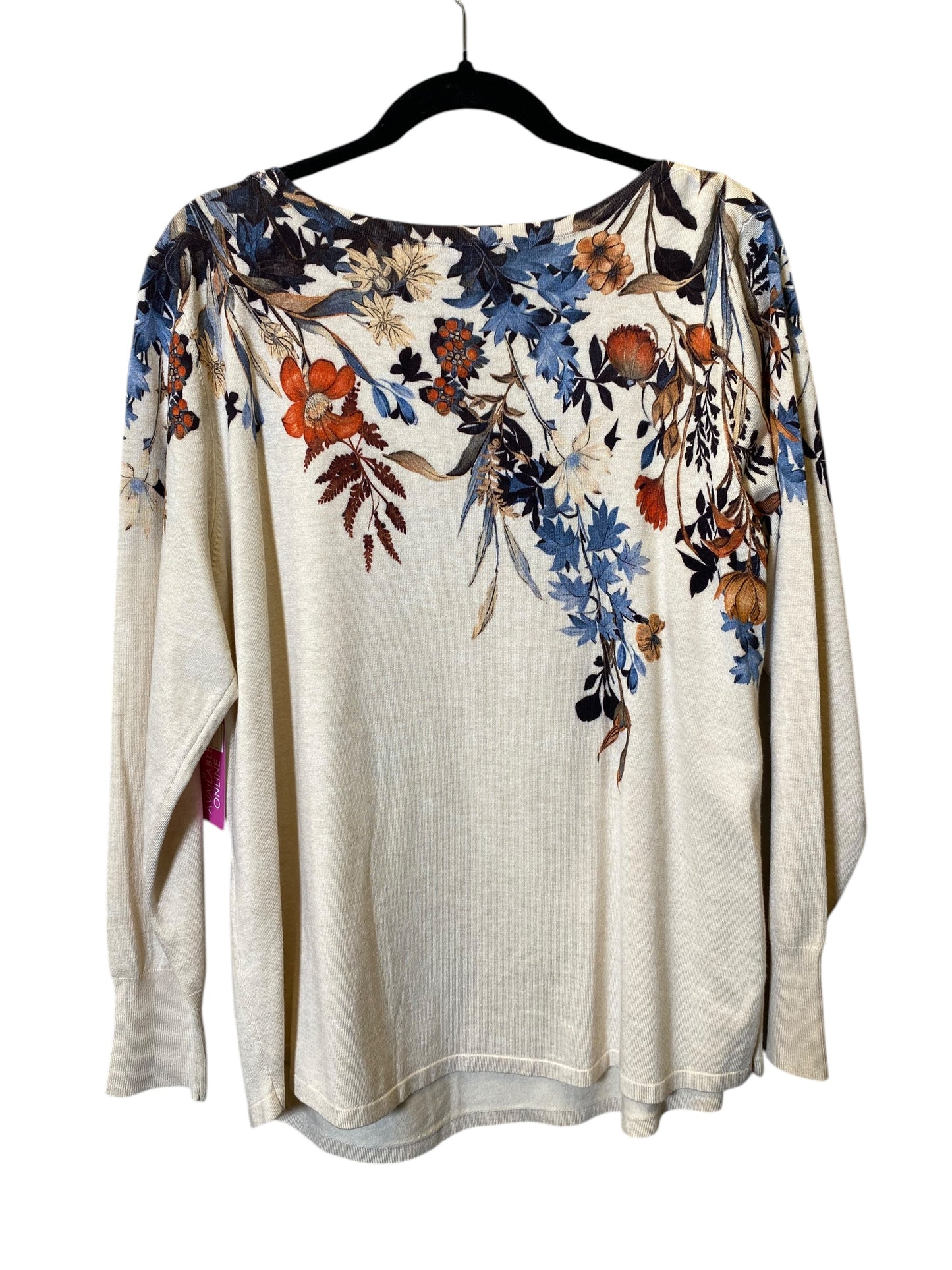 Sweater By Chicos In Floral Print, Size: Xl