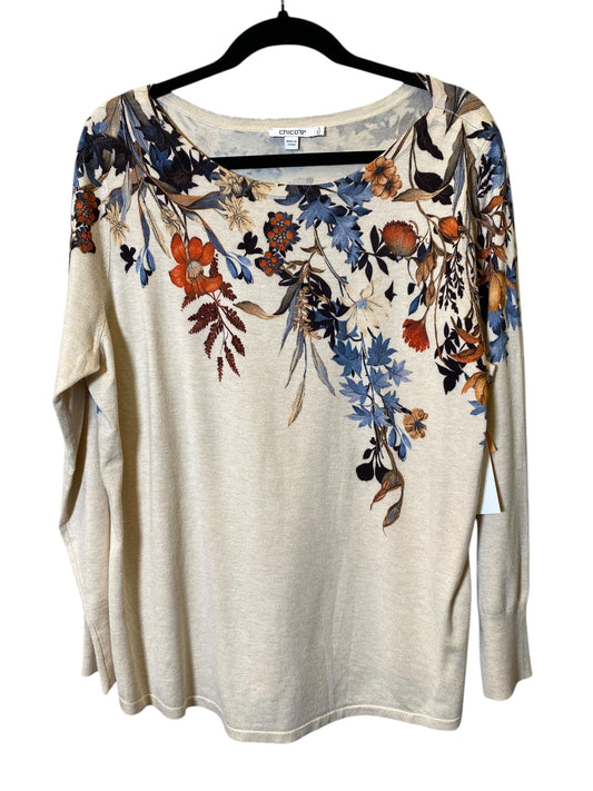 Sweater By Chicos In Floral Print, Size: Xl