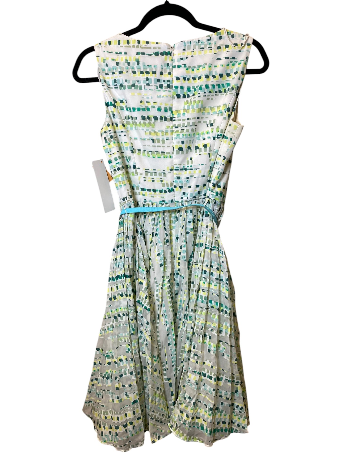 Dress Casual Midi By Adrianna Papell In Green & White, Size: S