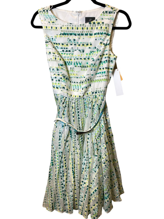 Dress Casual Midi By Adrianna Papell In Green & White, Size: S