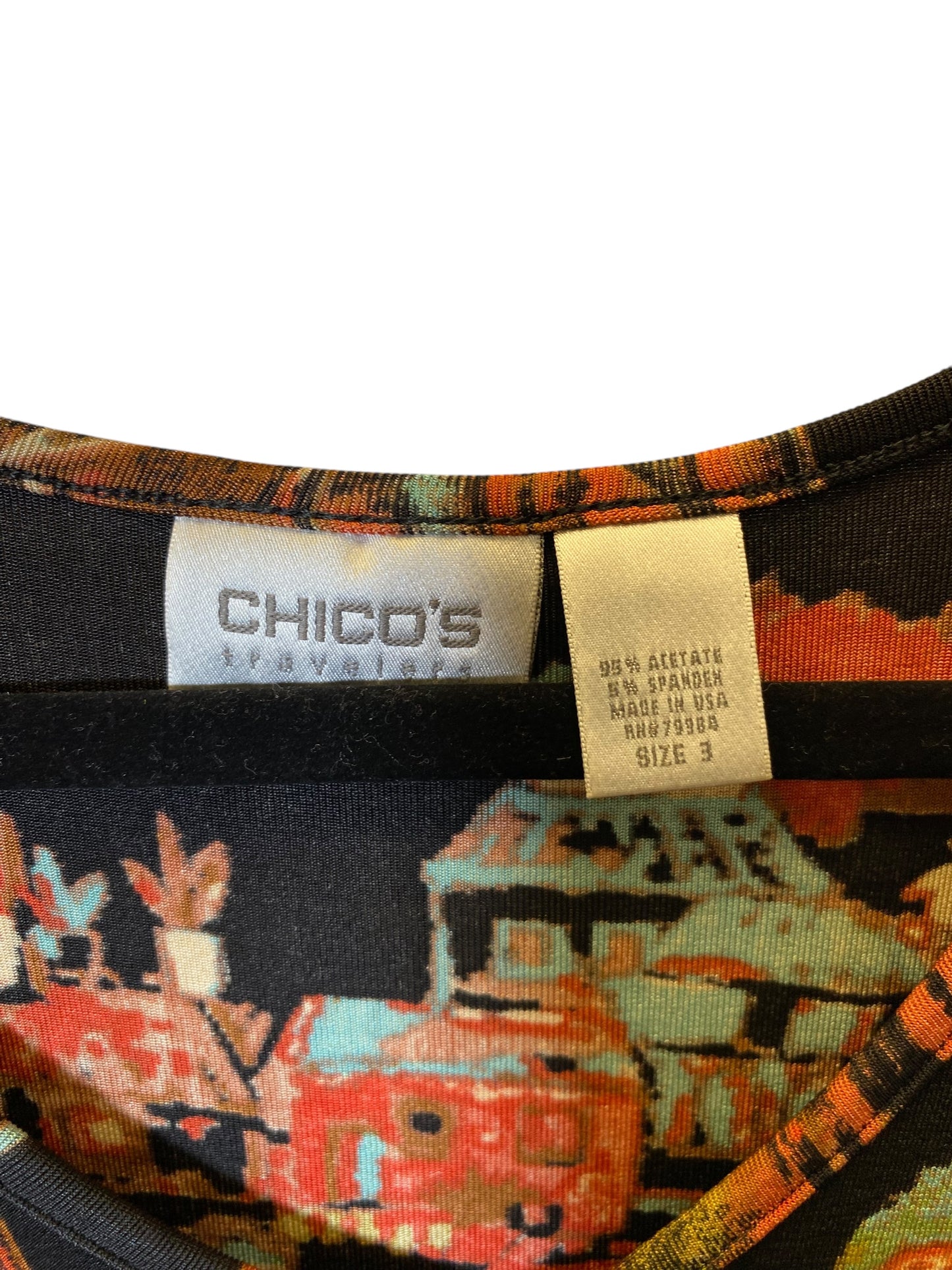 Top Long Sleeve By Chicos In Multi-colored, Size: Xl