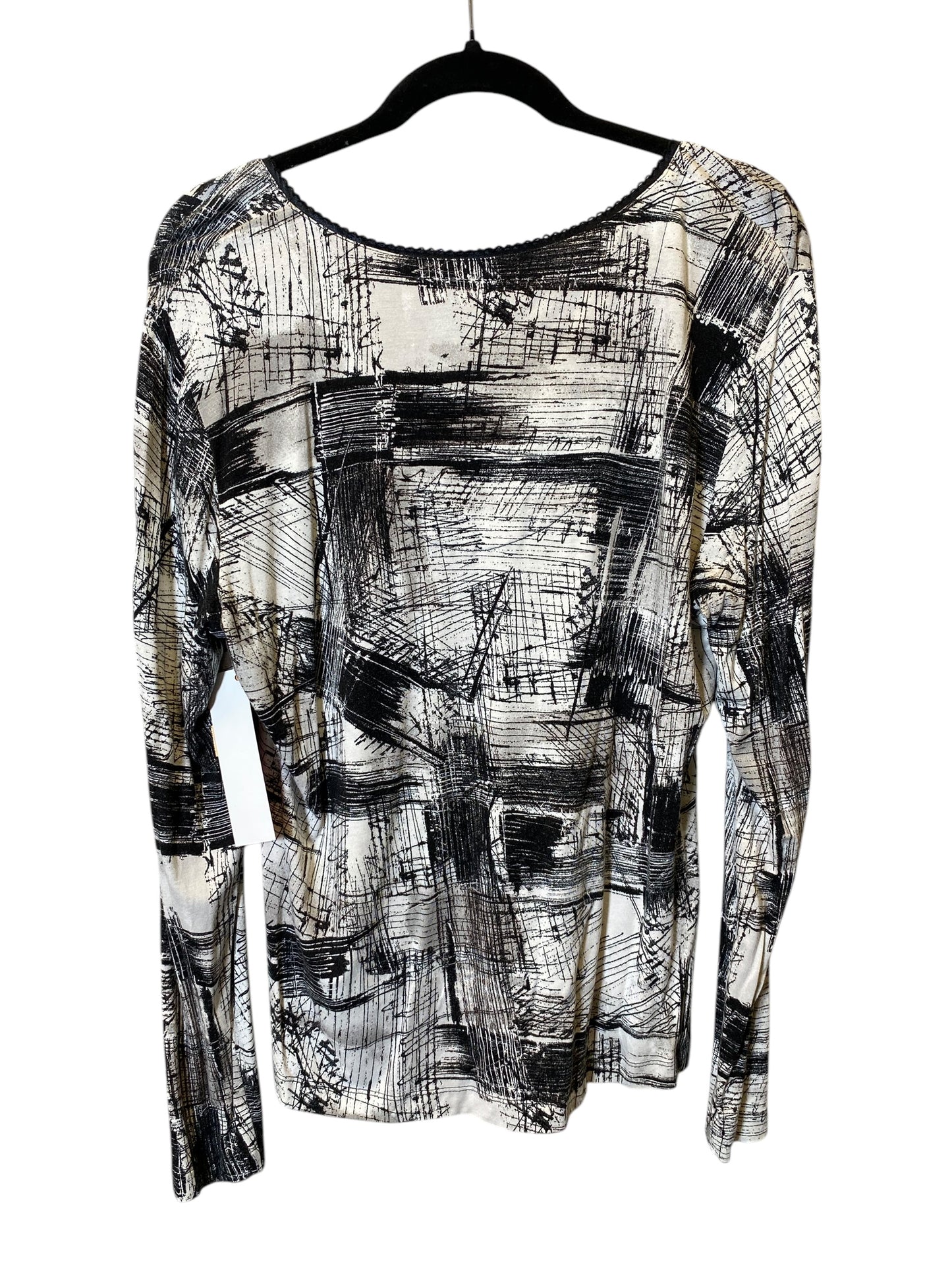 Top Long Sleeve By Chicos In Black & White, Size: Xl