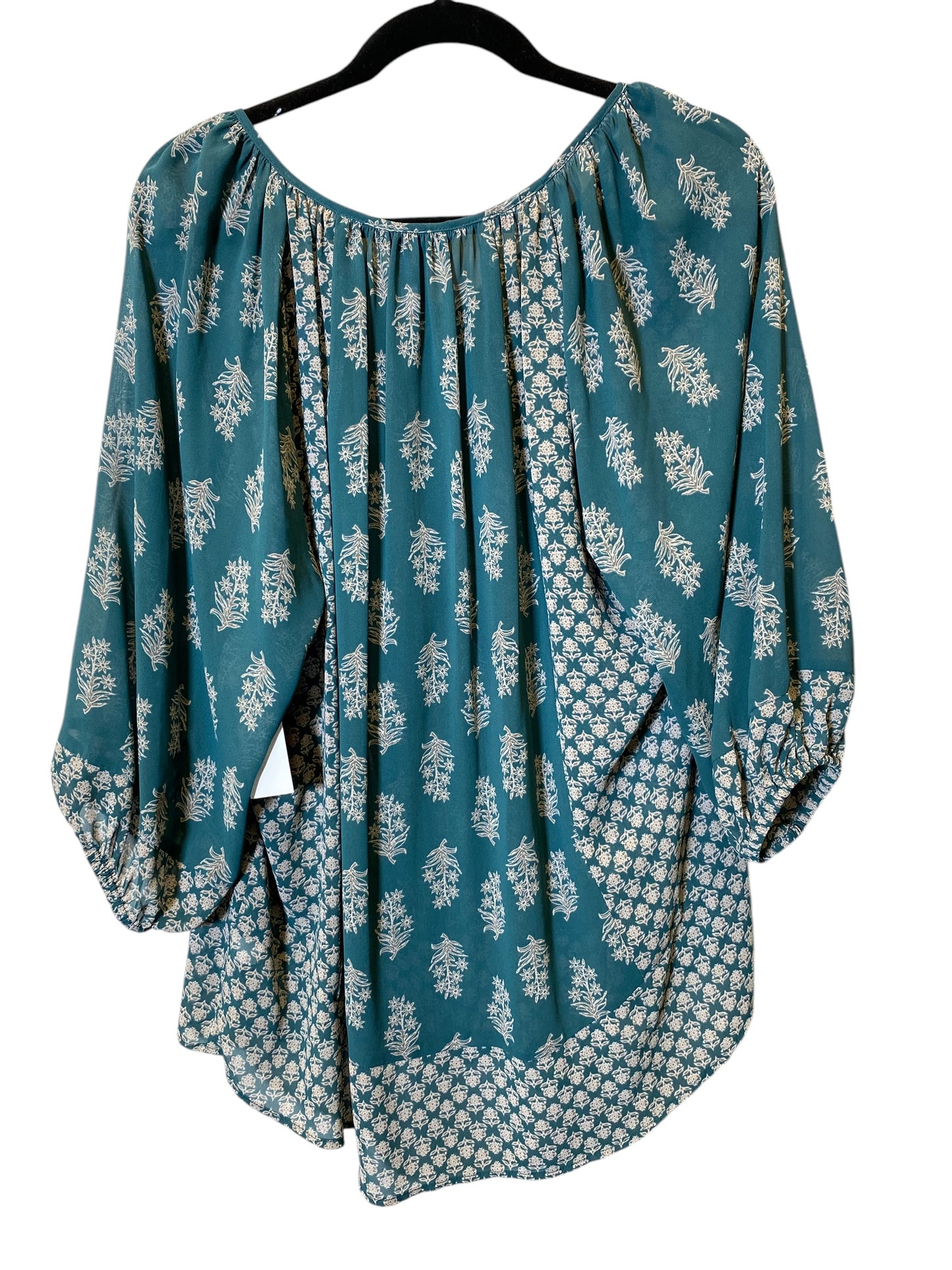 Top 3/4 Sleeve By Ali Miles In Teal, Size: Xl