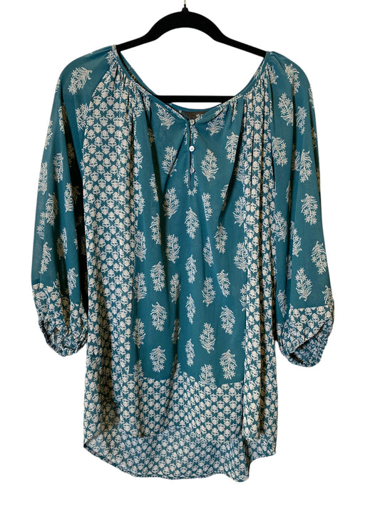 Top 3/4 Sleeve By Ali Miles In Teal, Size: Xl