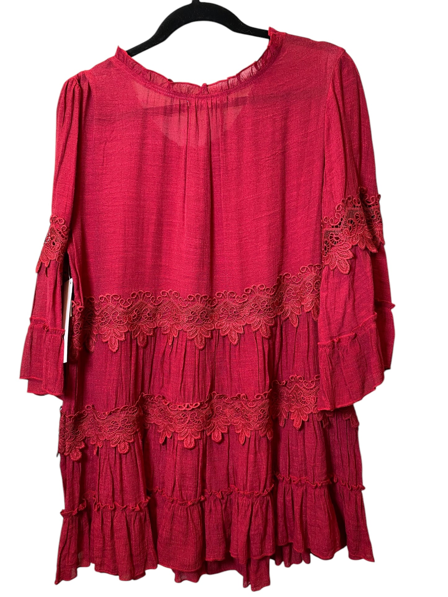 Top Long Sleeve By Indigo Soul In Red, Size: L