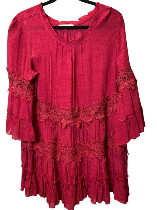 Top Long Sleeve By Indigo Soul In Red, Size: L