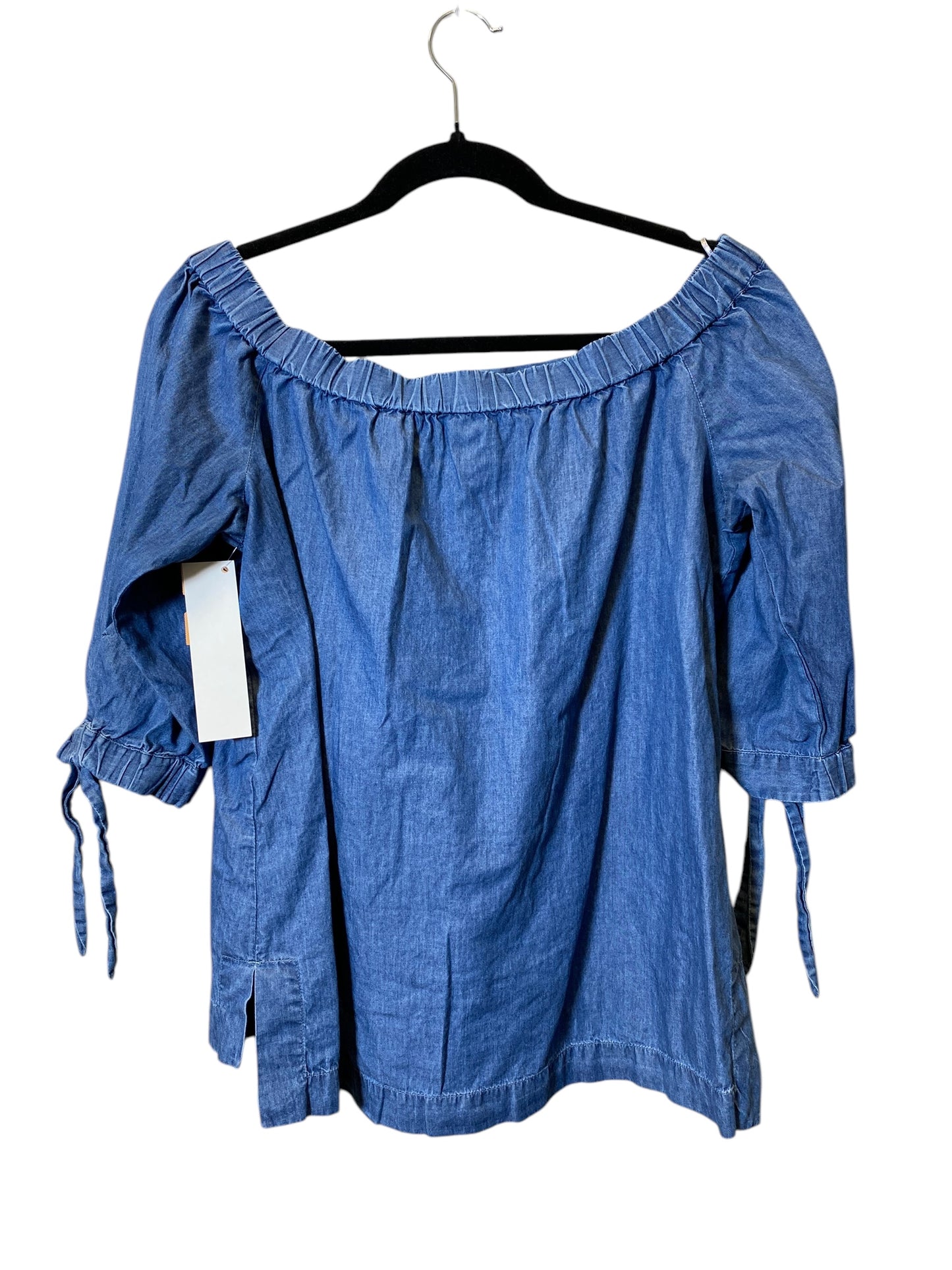 Top Short Sleeve By Loft In Blue Denim, Size: S