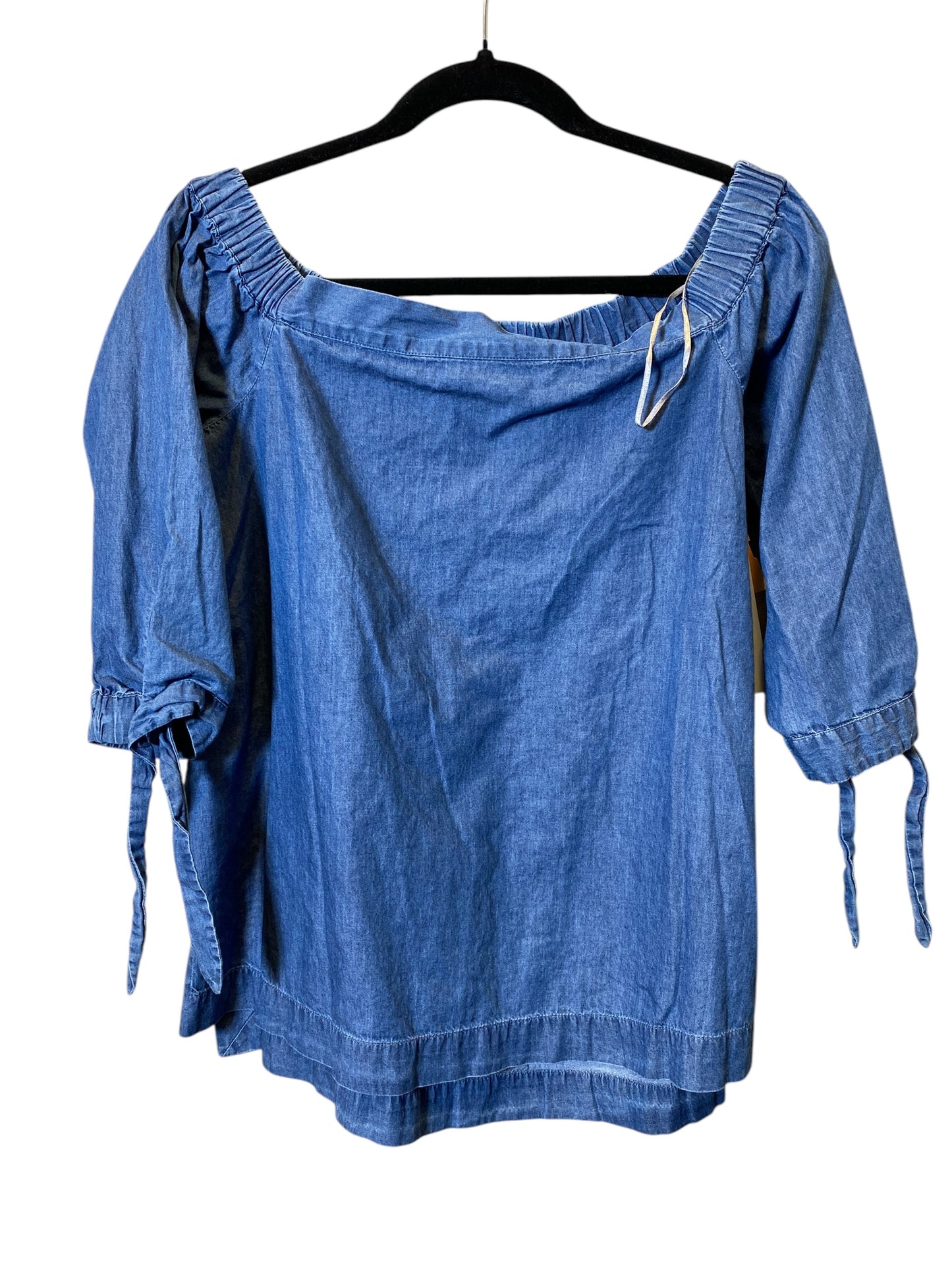 Top Short Sleeve By Loft In Blue Denim, Size: S