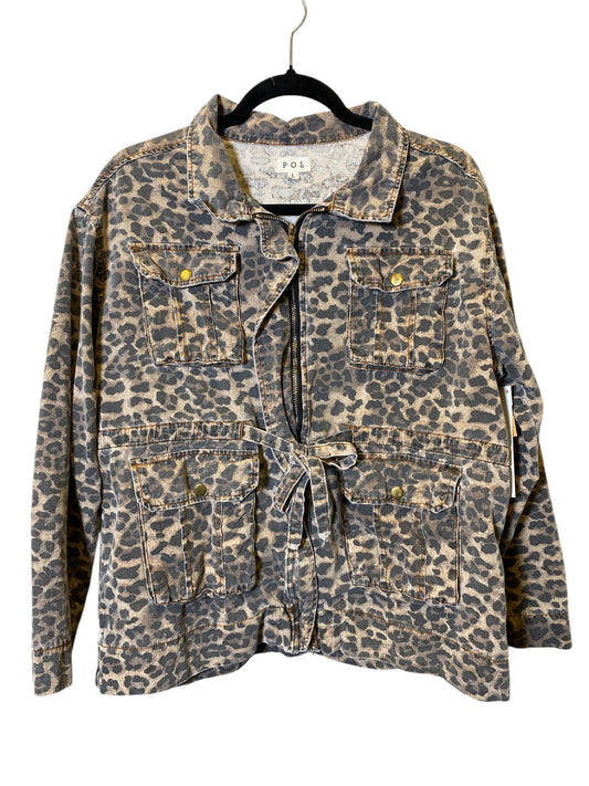 Jacket Shirt By Pol In Animal Print, Size: L