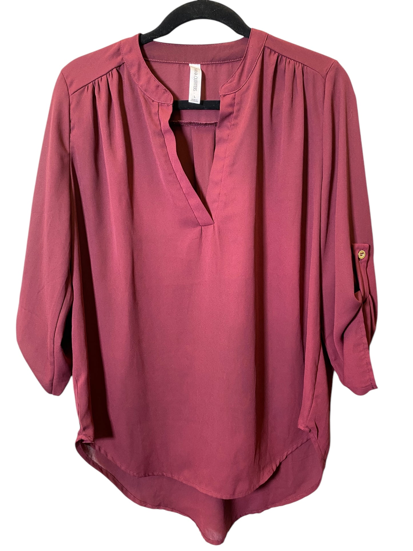 Top Long Sleeve By Zenana Outfitters In Maroon, Size: L