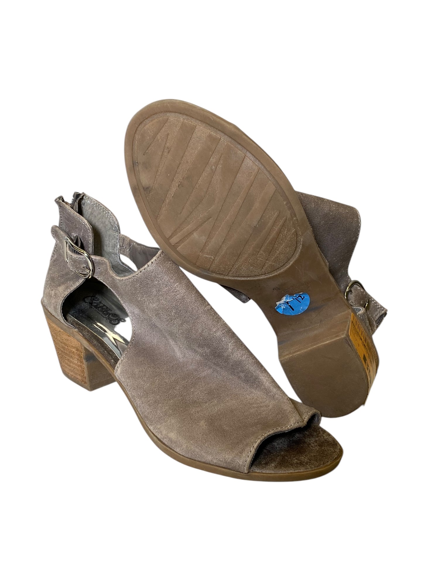 Sandals Heels Block By Carlos By Carlos Santana In Taupe, Size: 7.5