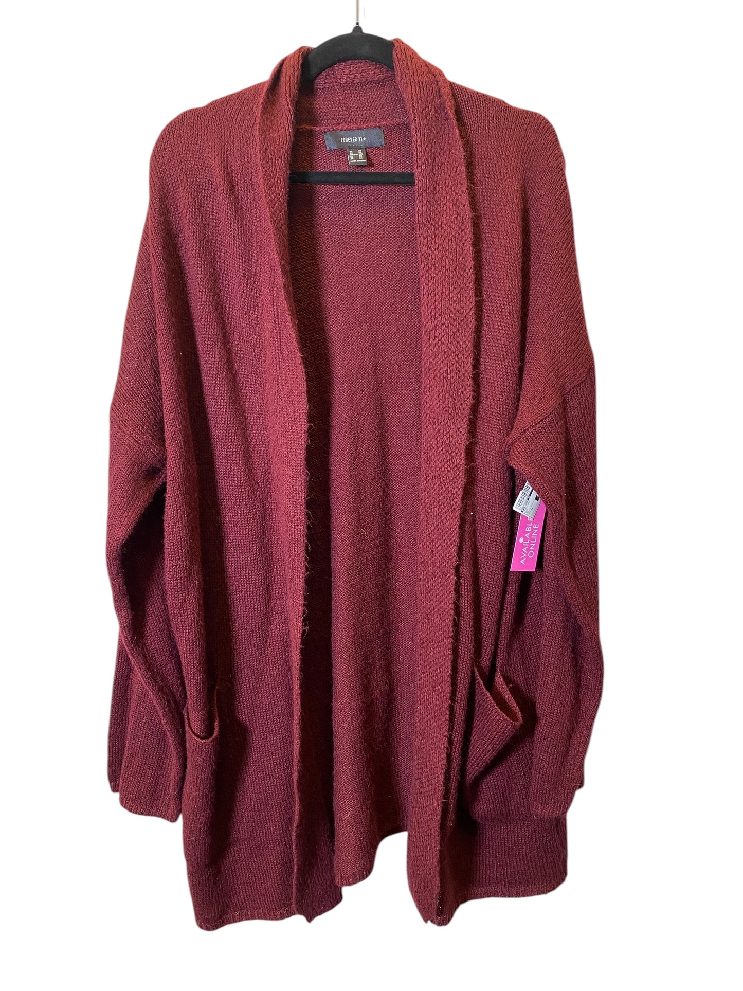 Cardigan By Forever 21 In Red, Size: 3x