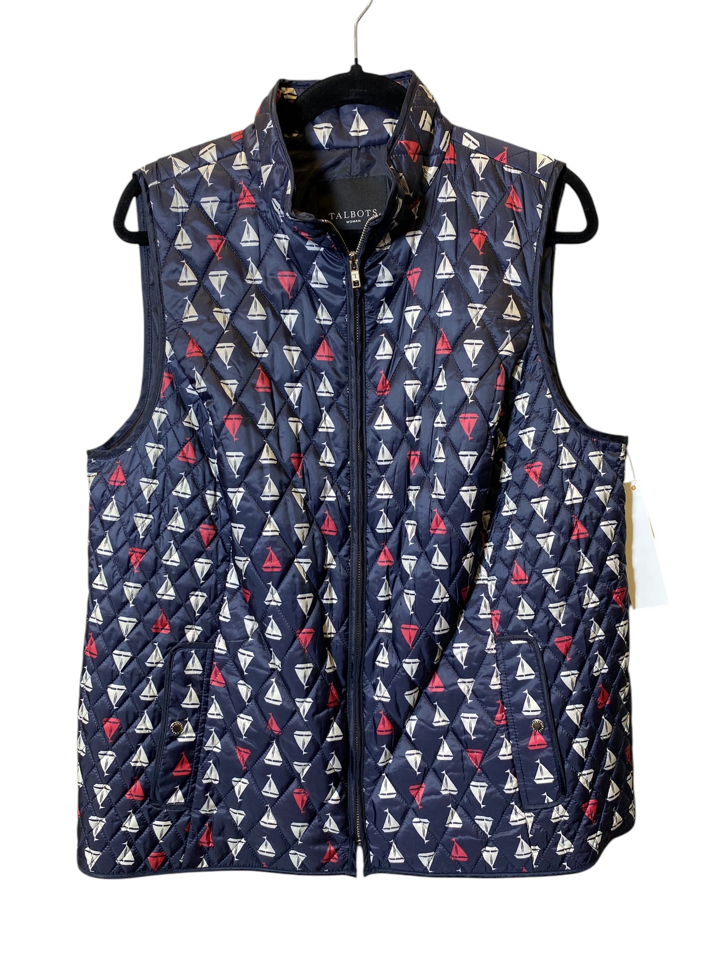 Vest Puffer & Quilted By Talbots In Nautical Print, Size: 1x