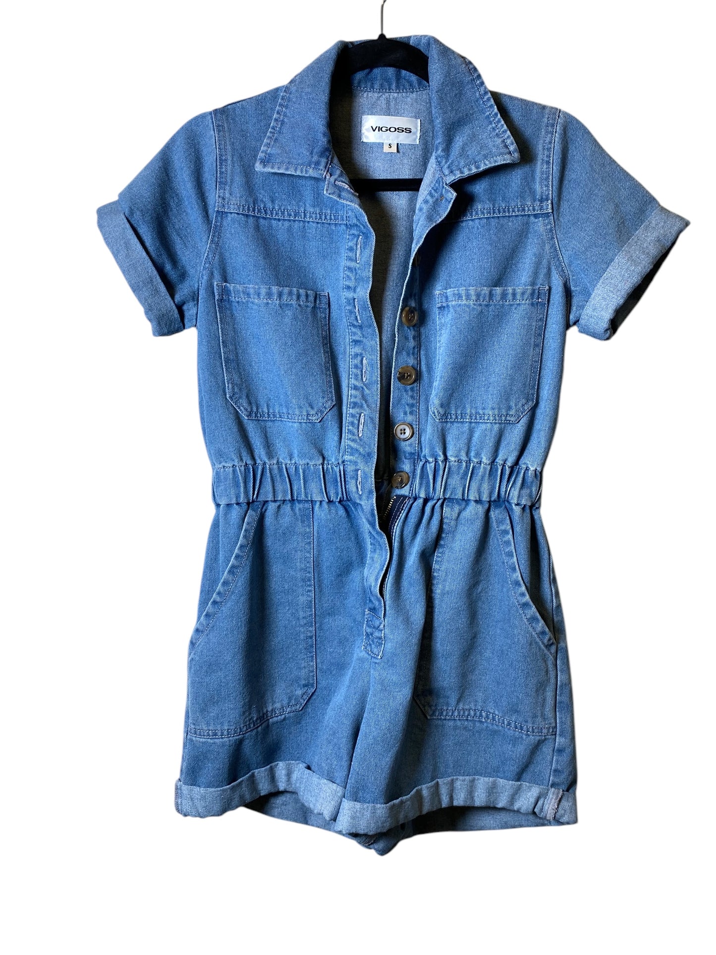 Romper By Vigoss In Blue Denim, Size: S