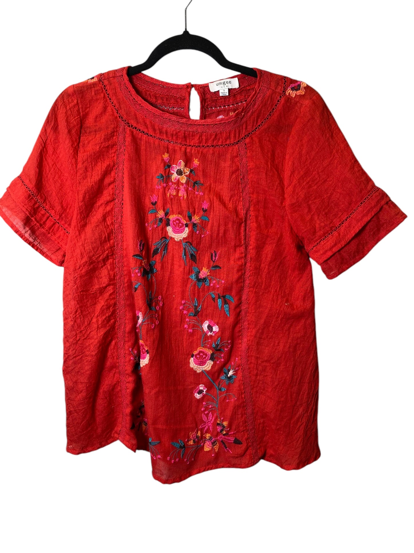 Top Short Sleeve By Umgee In Red, Size: S