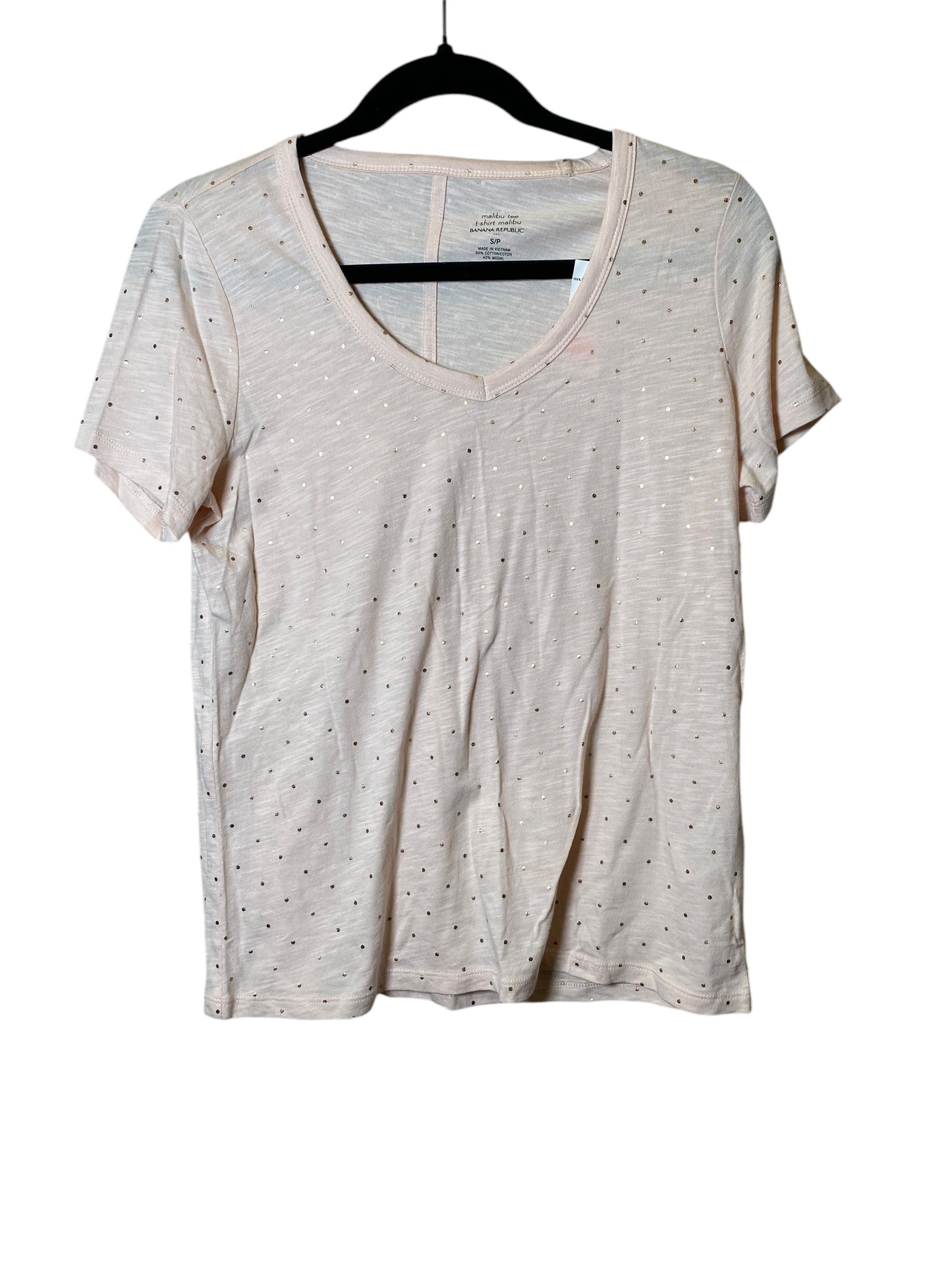 Top Short Sleeve By Banana Republic In Peach, Size: S