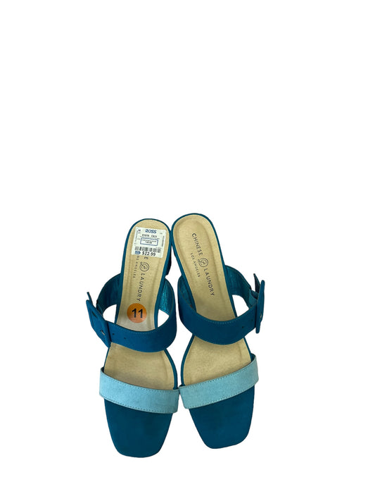 Teal Sandals Heels Block Chinese Laundry, Size 11