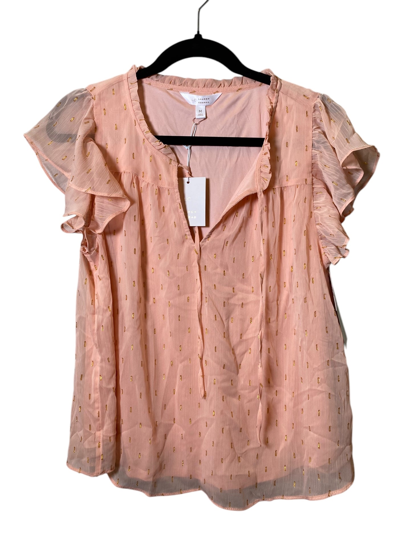 Top Short Sleeve By Lc Lauren Conrad In Peach, Size: M