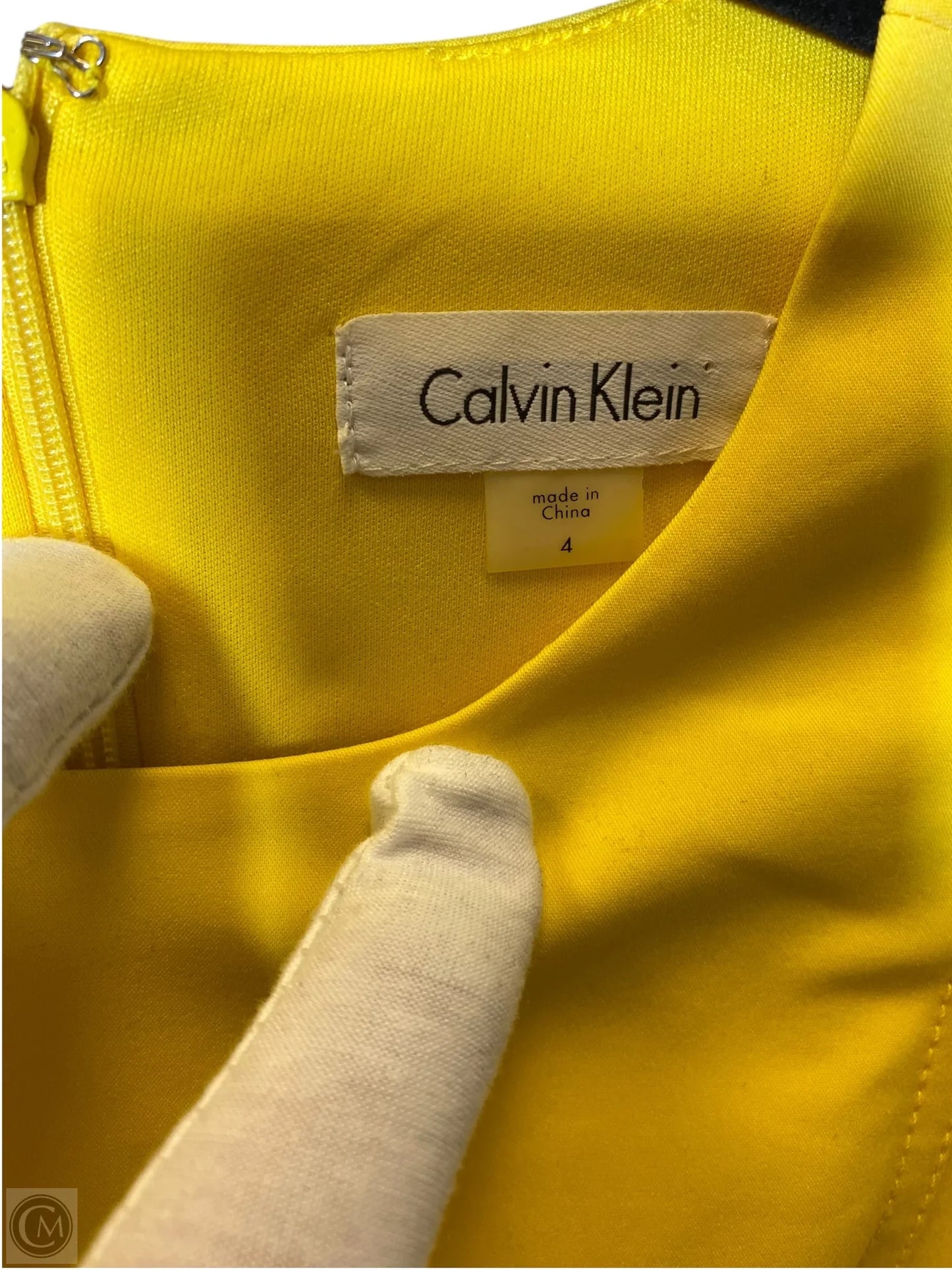 Dress Work By Calvin Klein In Yellow, Size: S