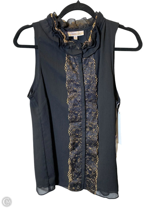 Blouse Sleeveless By Jennifer Lopez In Black & Gold, Size: M