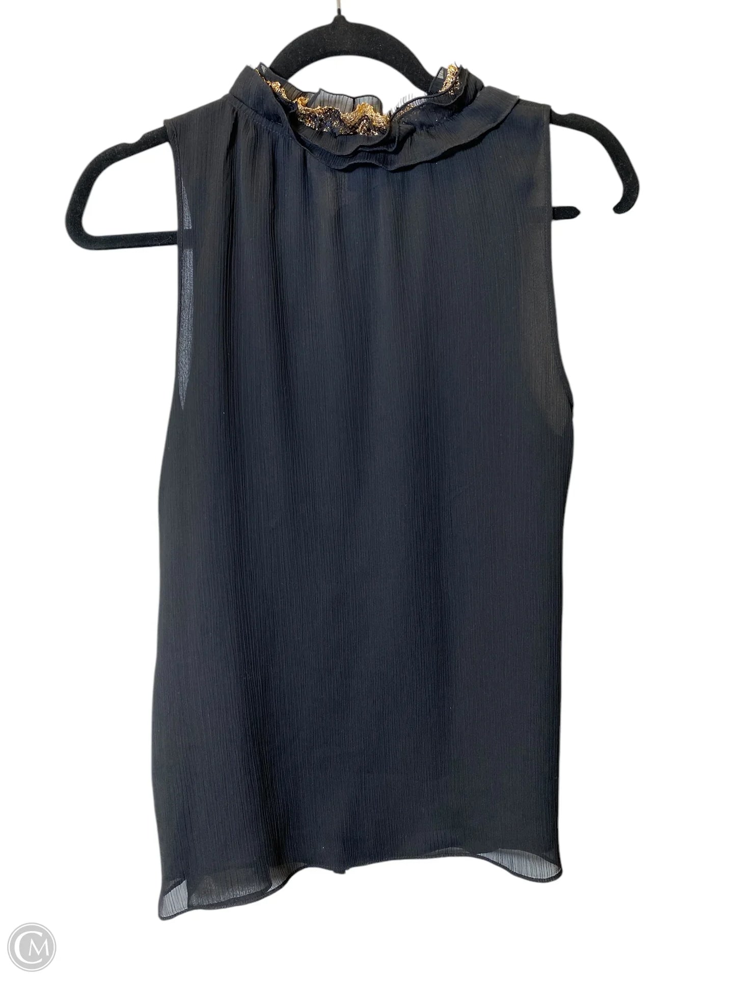 Blouse Sleeveless By Jennifer Lopez In Black & Gold, Size: M