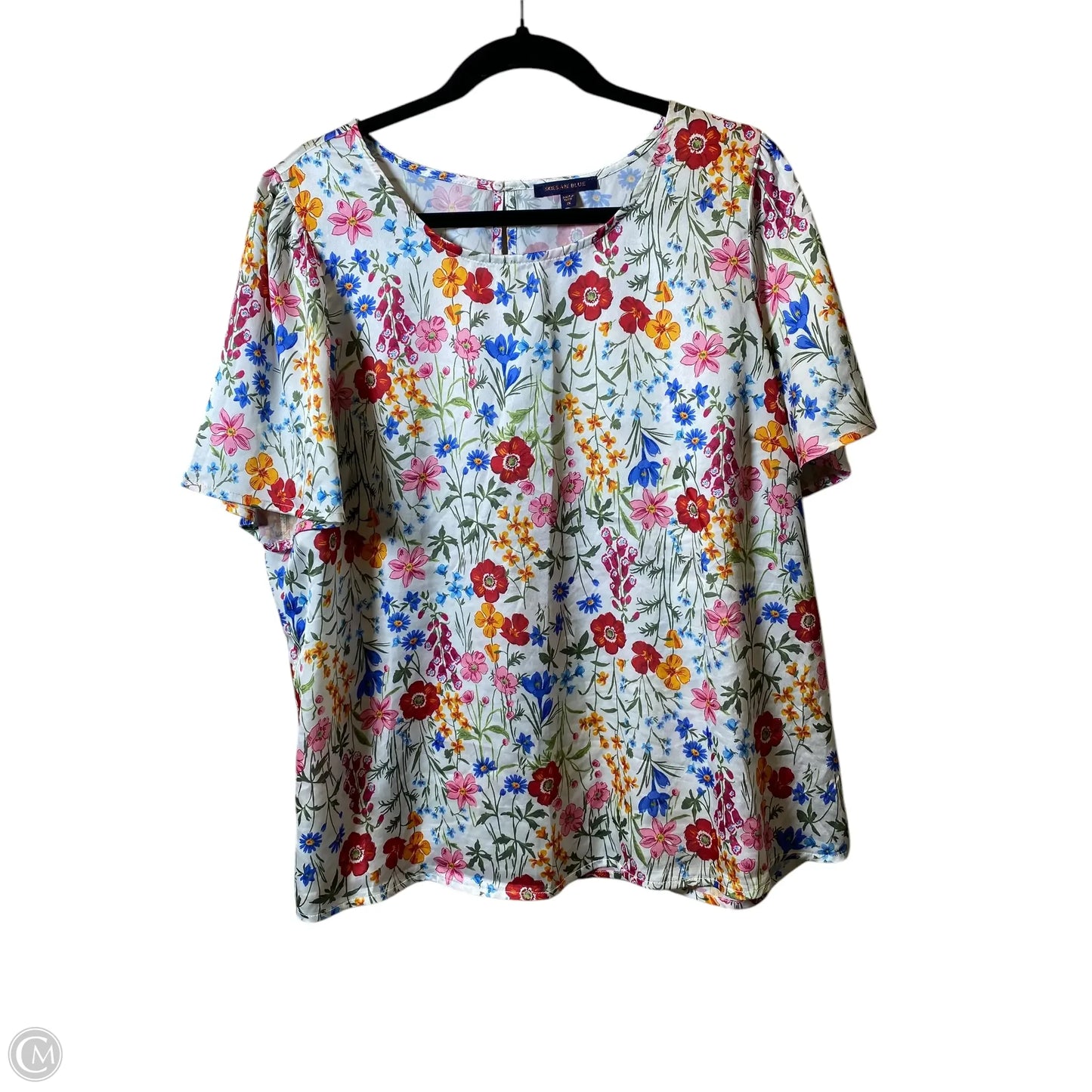 Top Short Sleeve By Skies Are Blue In Floral Print, Size: 1x