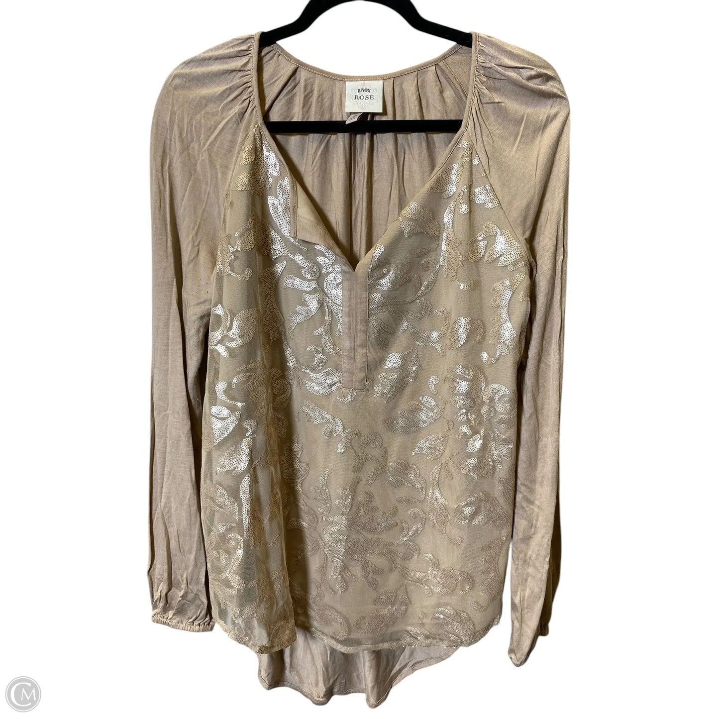 Top Long Sleeve By Knox Rose In Gold & Tan, Size: M