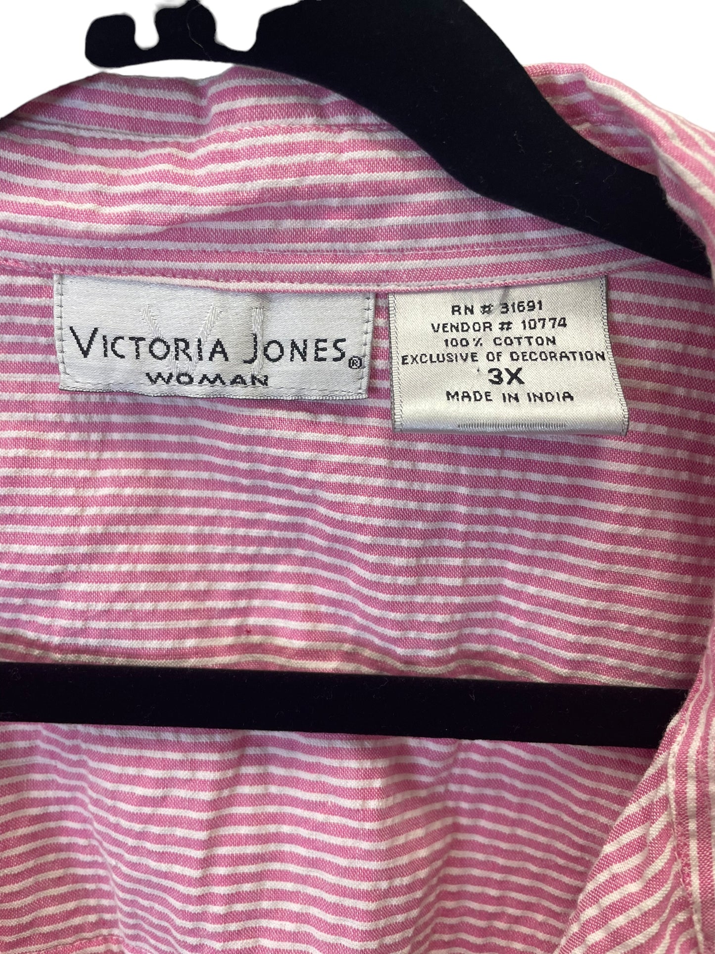 Pink Blouse 3/4 Sleeve Victoria Jones, Size 3x