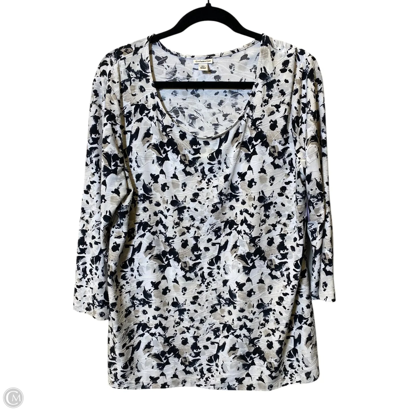 Top Long Sleeve By Croft And Barrow In Black & White, Size: Xl