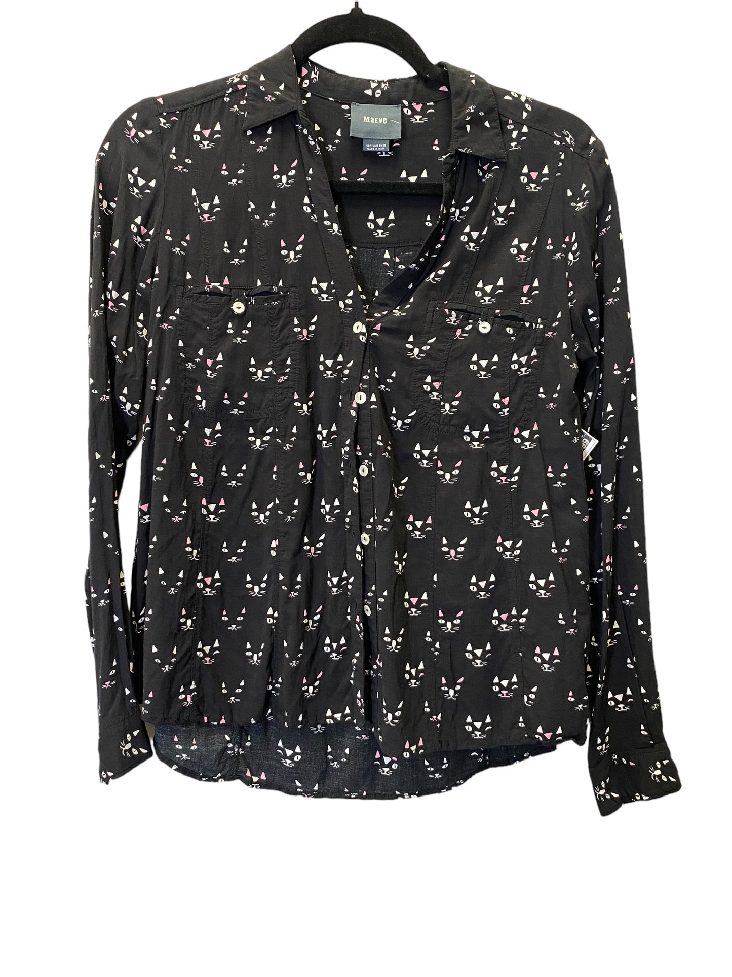 Black Blouse Long Sleeve Maeve, Size S