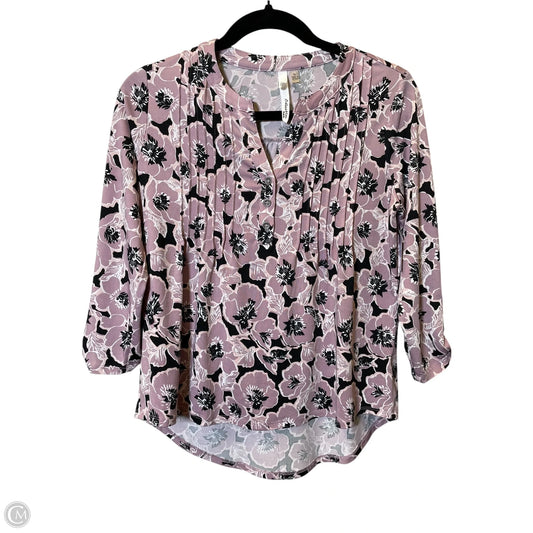 Top 3/4 Sleeve By Ny Collection In Floral Print, Size: S