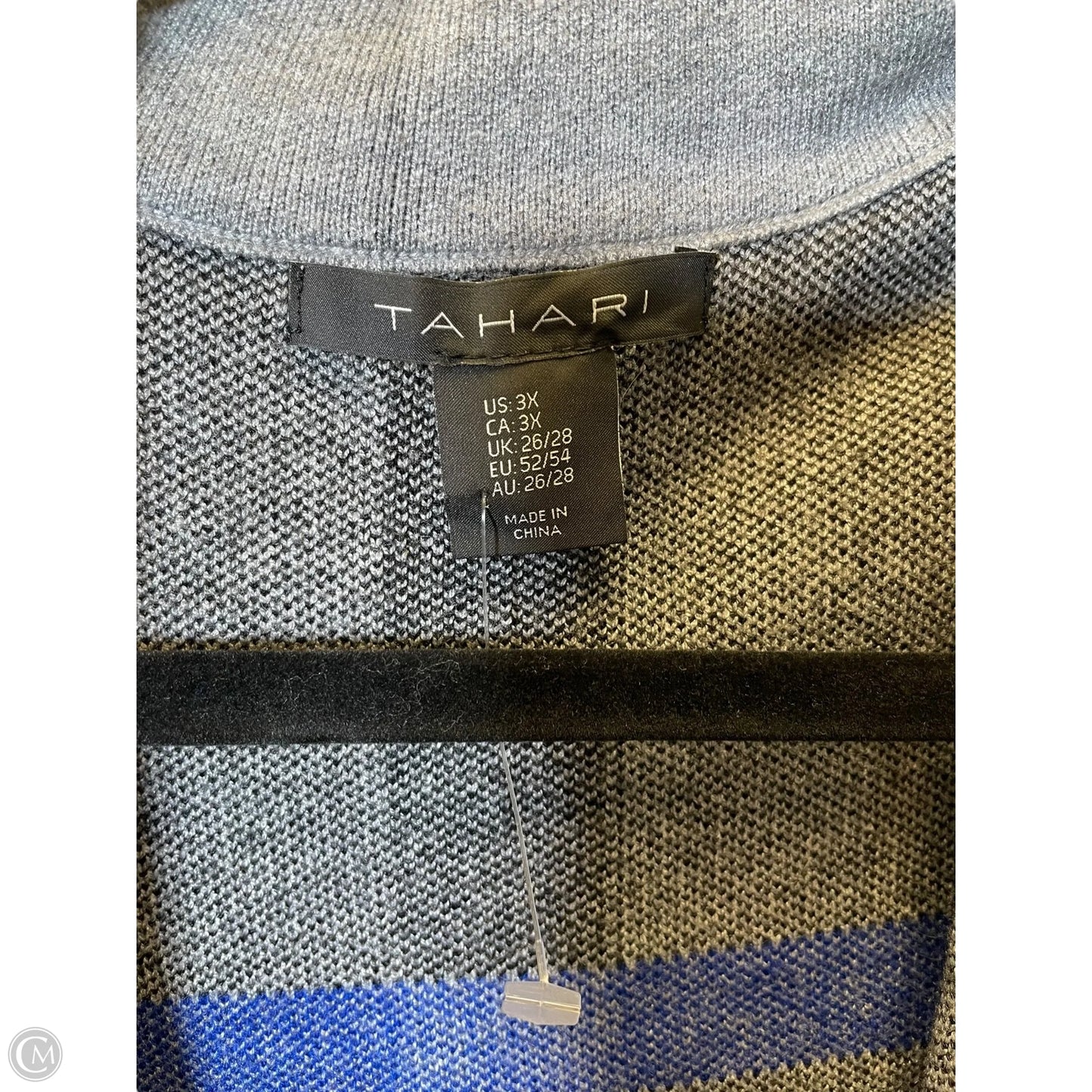 Cardigan By Tahari By Arthur Levine In Blue & Grey, Size: 3x