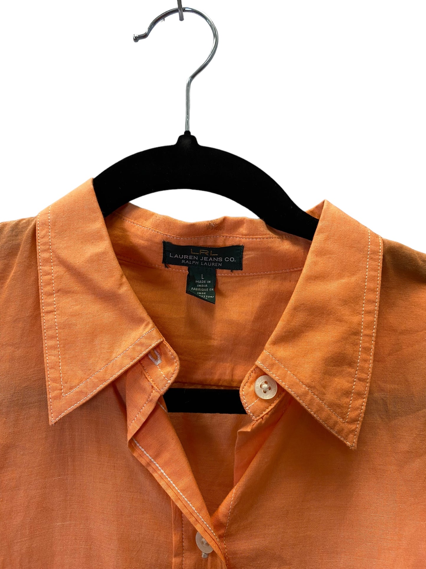 Orange Blouse Long Sleeve Lauren By Ralph Lauren, Size L