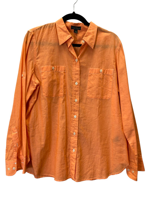 Orange Blouse Long Sleeve Lauren By Ralph Lauren, Size L