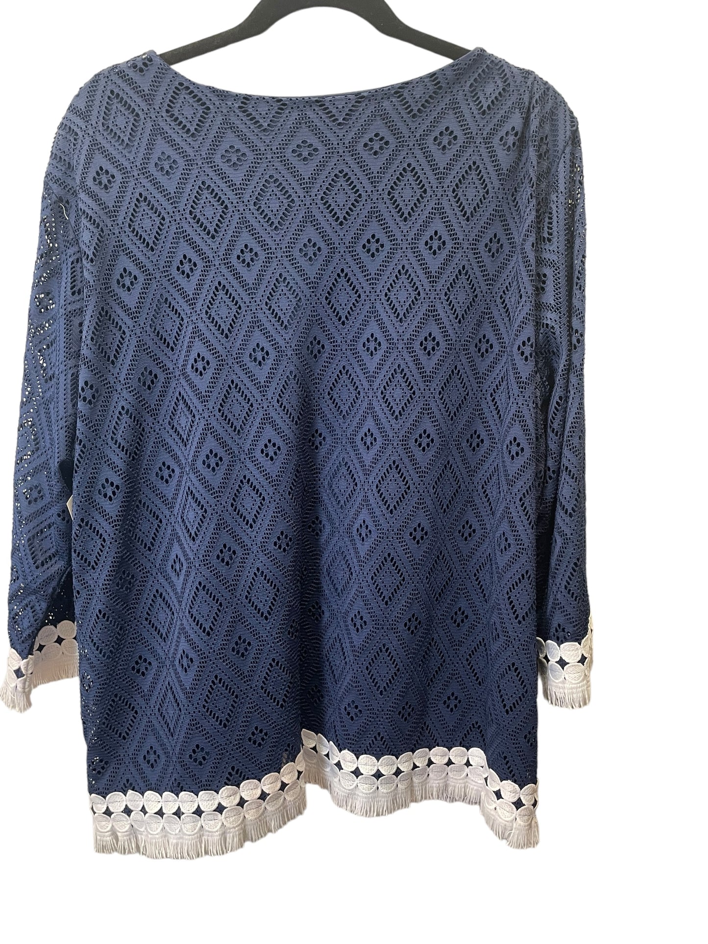 Blue Top 3/4 Sleeve Alfred Dunner, Size Xl