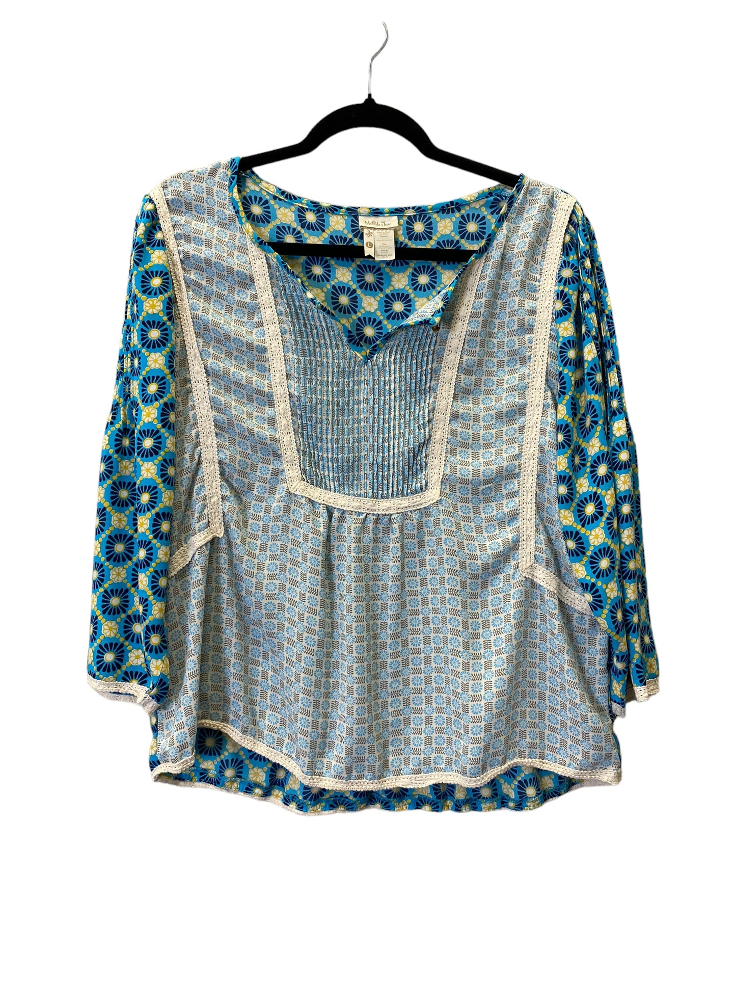 Geometric Pattern Top 3/4 Sleeve Matilda Jane, Size L