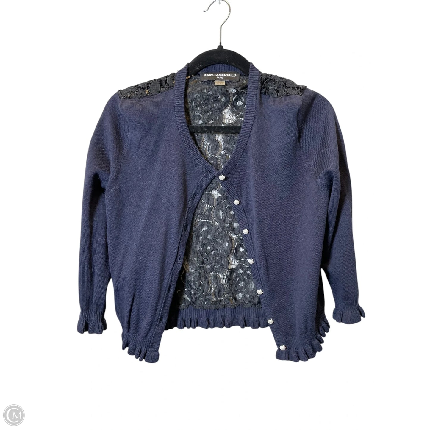 Cardigan By Karl Lagerfeld In Blue, Size: S