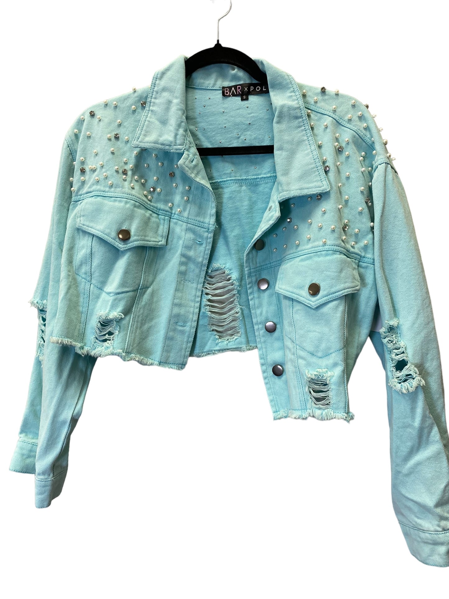 Jacket Denim By Clothes Mentor In Green, Size: S