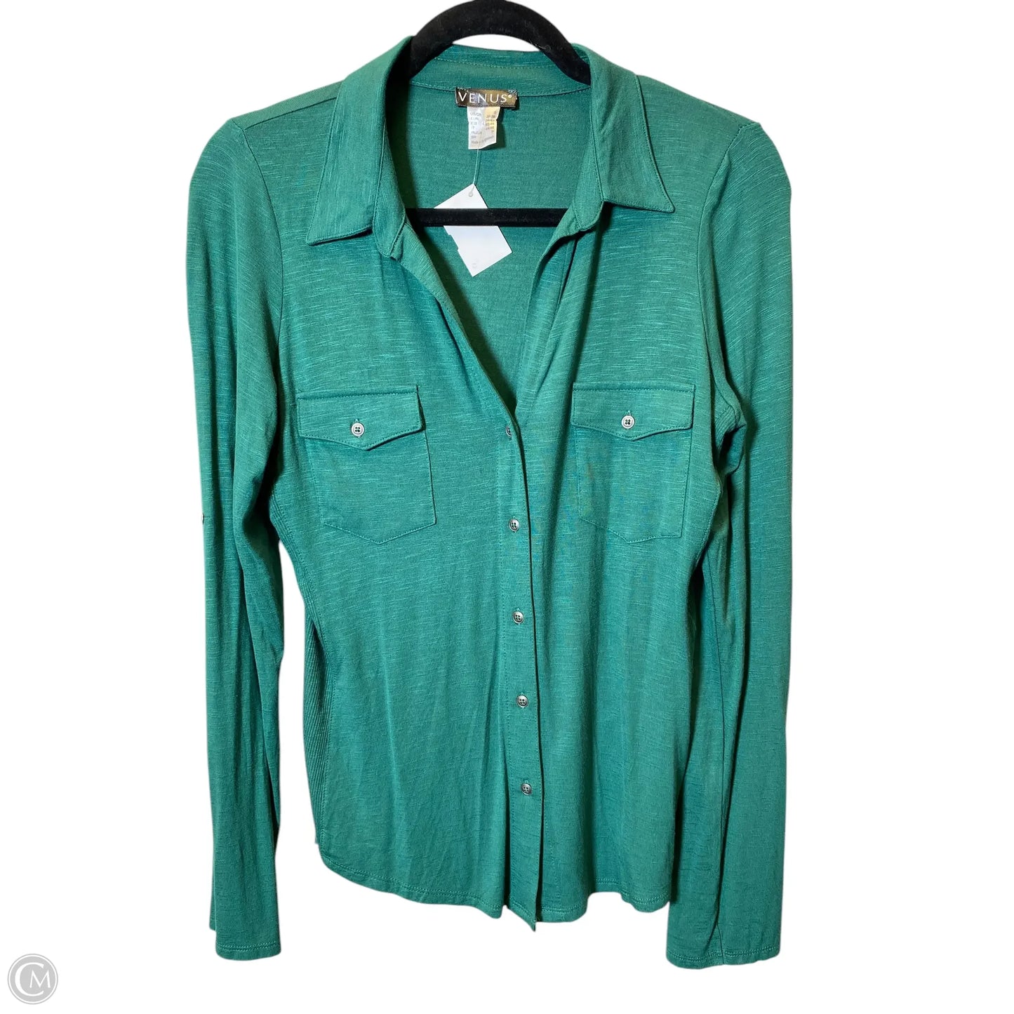 Blouse Long Sleeve By Venus In Green, Size: S