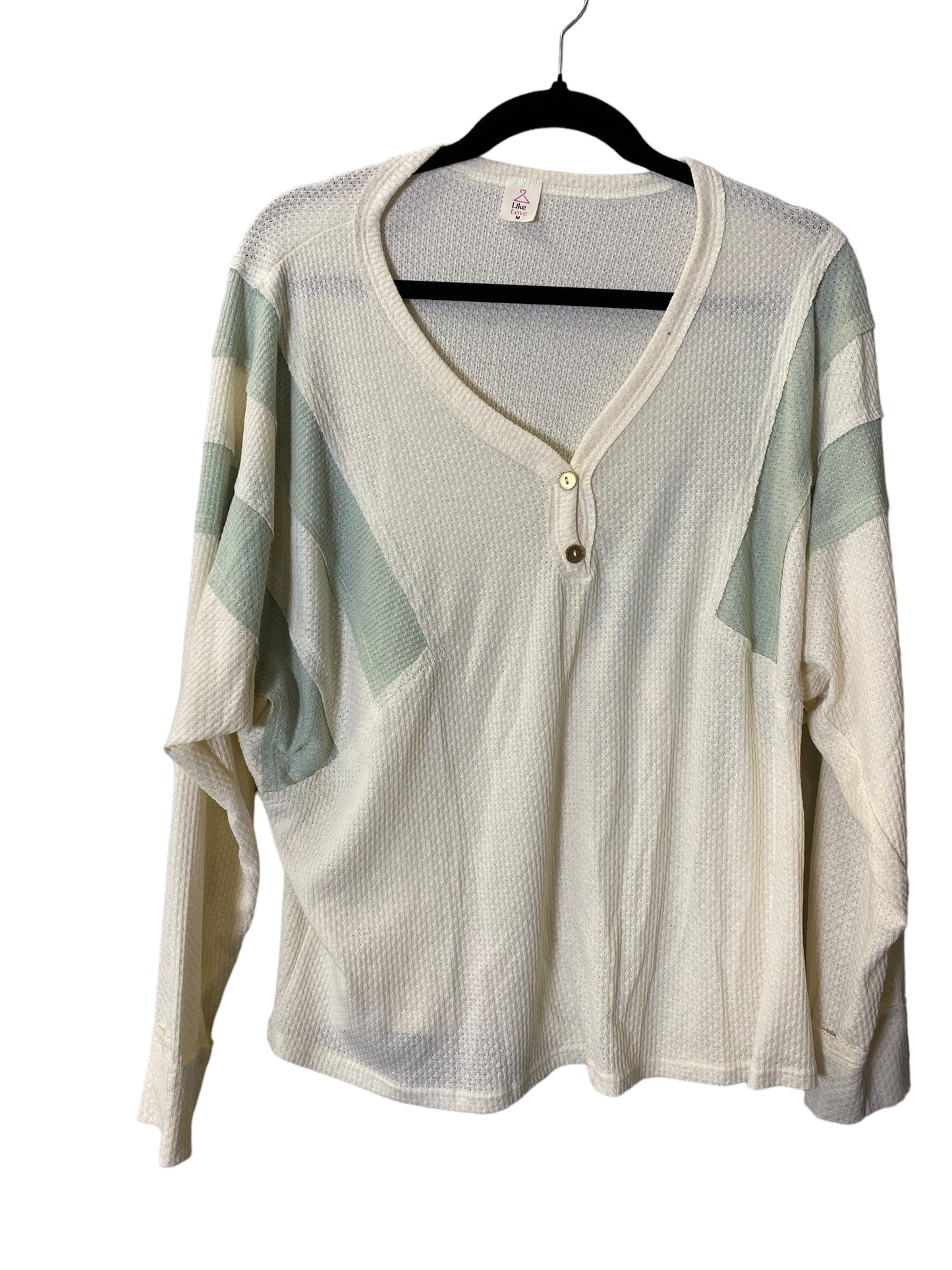 Top Long Sleeve By Clothes Mentor In Cream & Green, Size: M