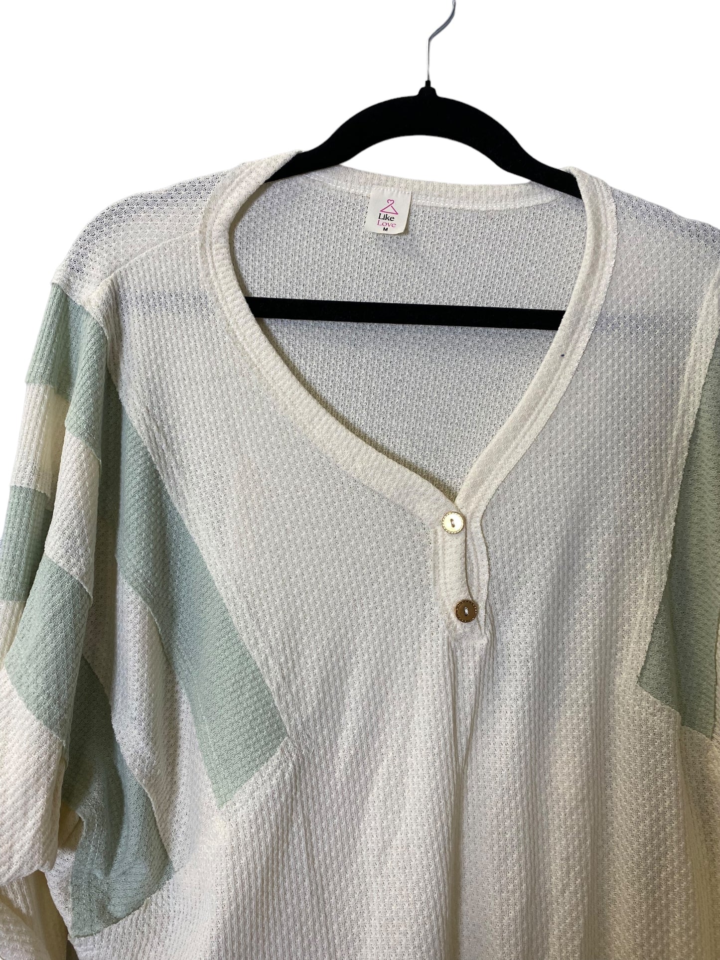 Top Long Sleeve By Clothes Mentor In Cream & Green, Size: M