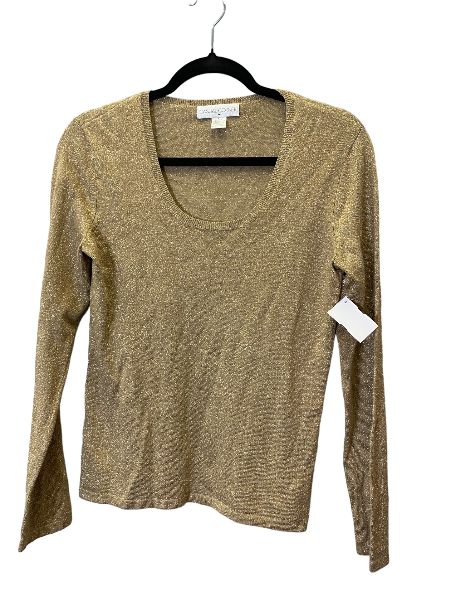 Top Long Sleeve By Casual Corner In Gold, Size: S